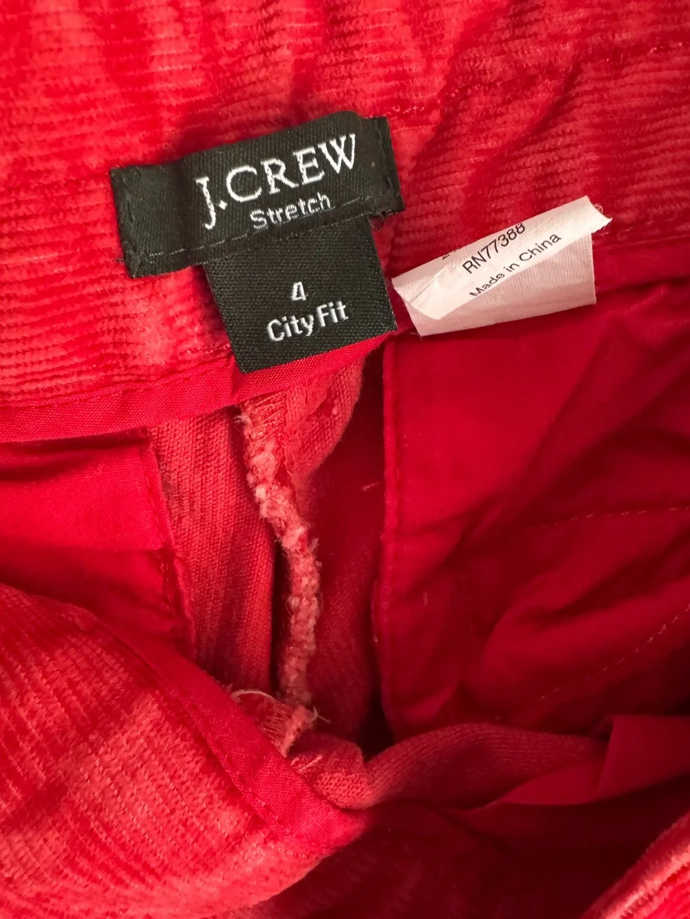 J. Crew Women’s Bright Red Corduroy Stretch Pants